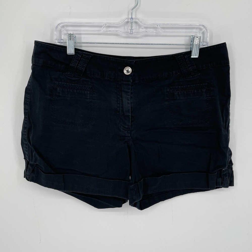 White House Black‎ Market Women's Black Cuffed Stretch Utility Shorts Size 12